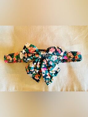 Floral Dog Collar with Removable Bow tie